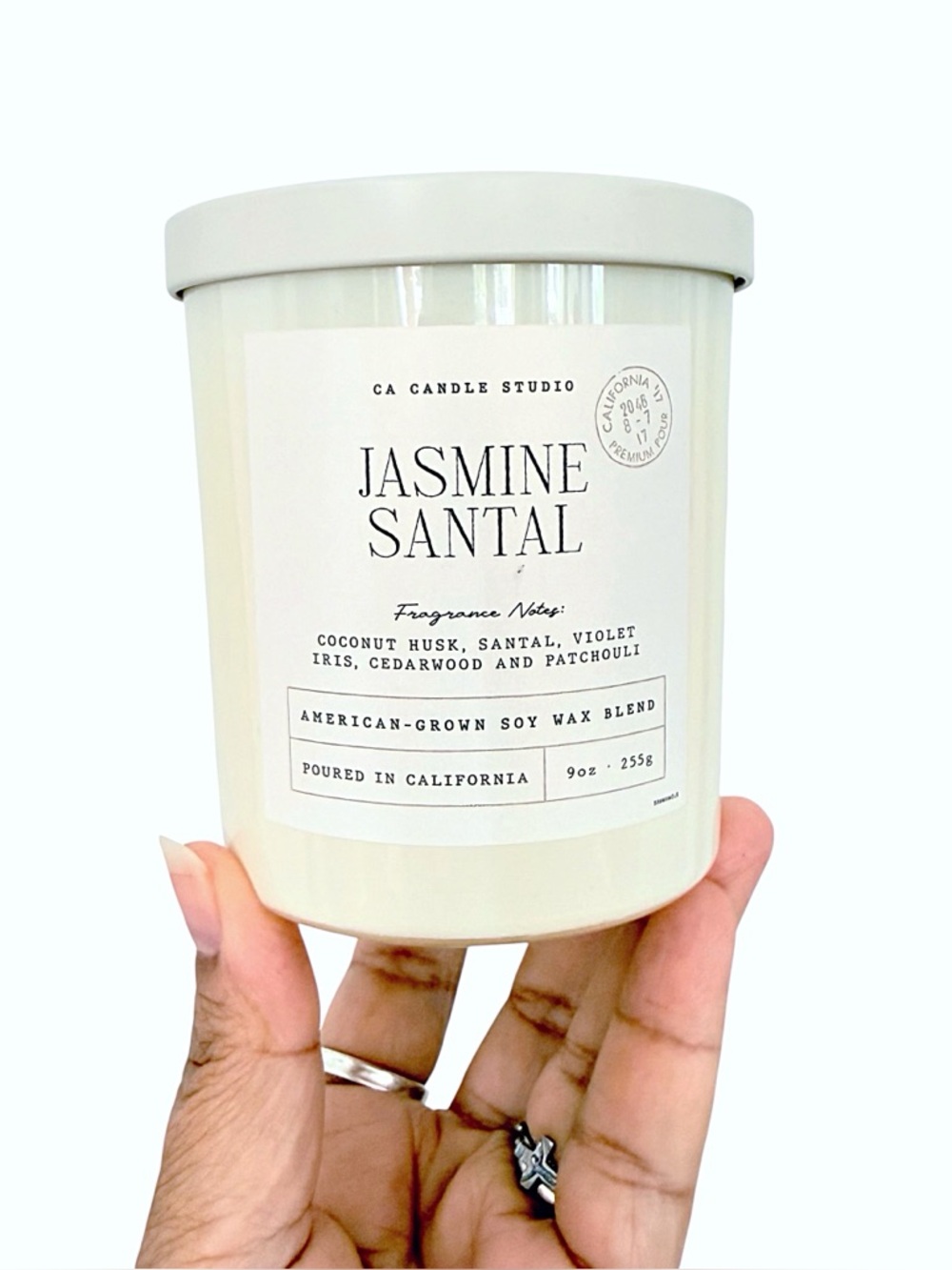 Leoben Company Jasmine Santal Soy Scented Candle - White